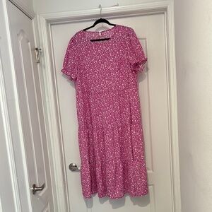 Midi Pink Floral Dress